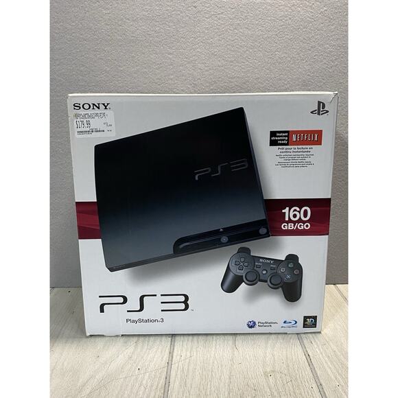 Sony PlayStation 3 PS3 160 GB Black Slim Console EMPTY BOX ONLY - Picture 1 of 7